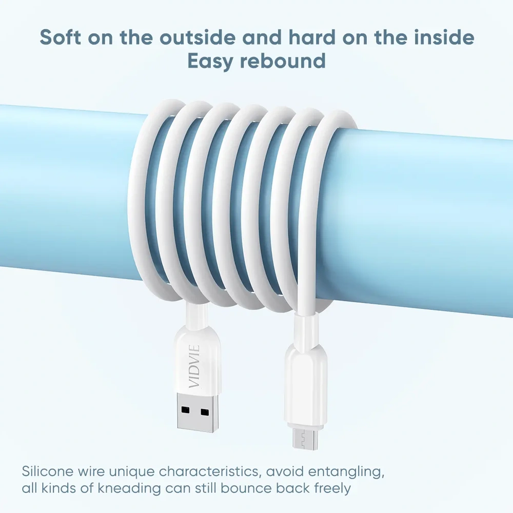 VIDVIE Durable Silicone Lightning to USB A Charging Cable