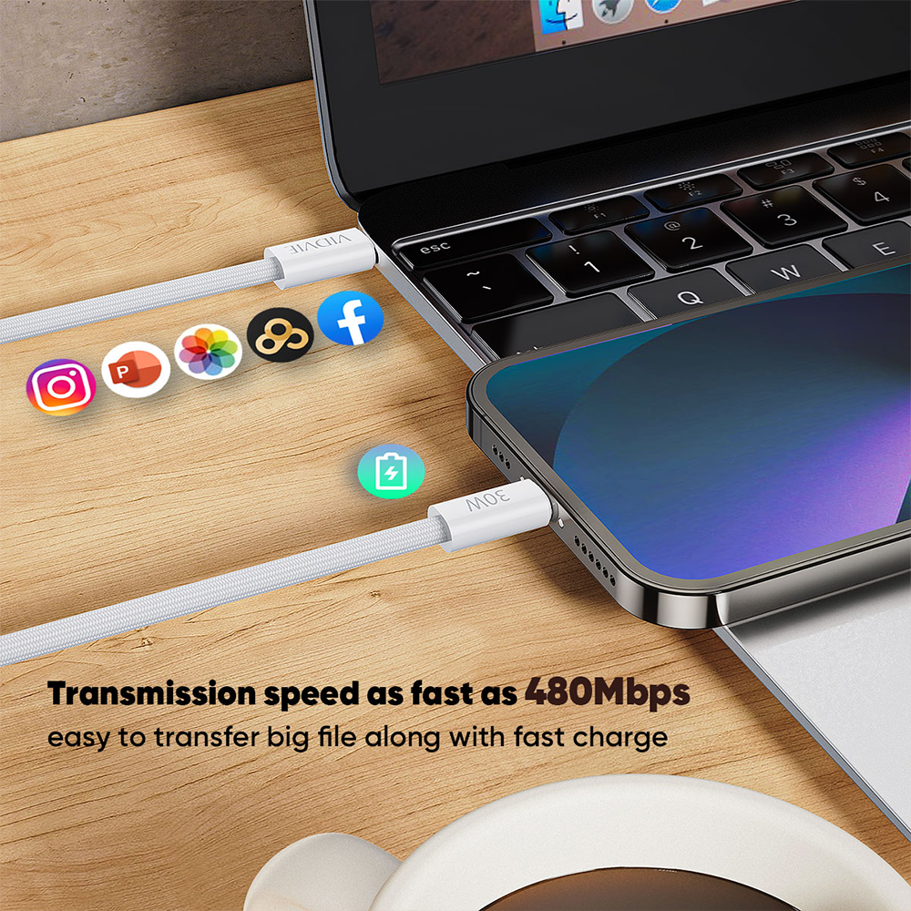 VIDVIE Type-C Charging Cable with 6A Output