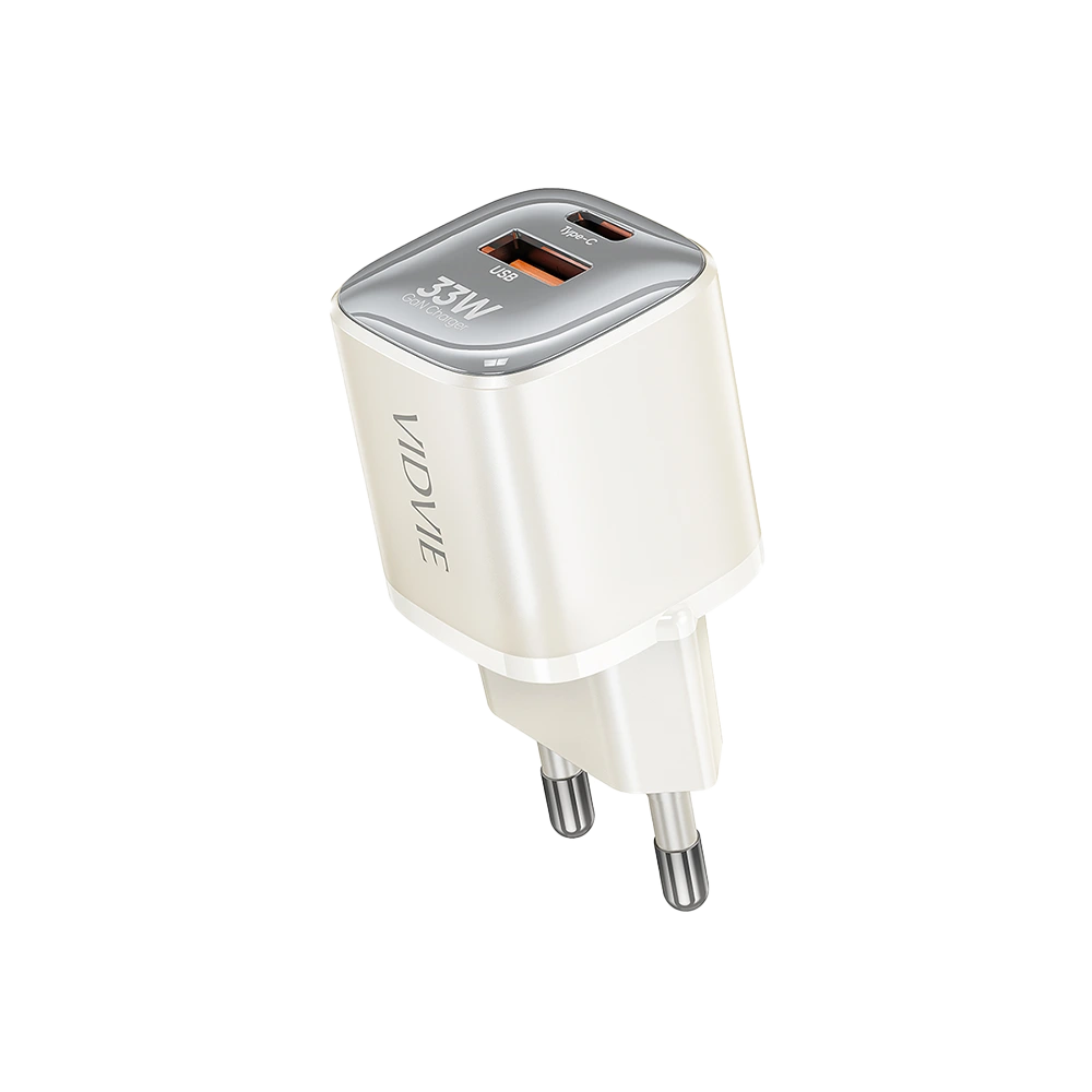 VIDVIE Certified GaN Charger 2-Port Fast Wall Power Adapter
