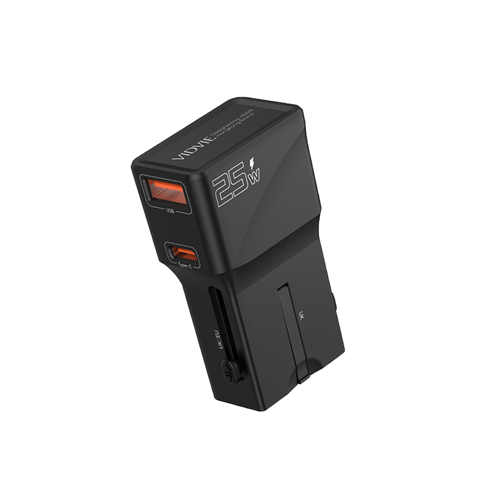 VIDVIE Small Portable 25W UK US EU Plug Global Travel Universal Phone Adapter With Double USB Ports