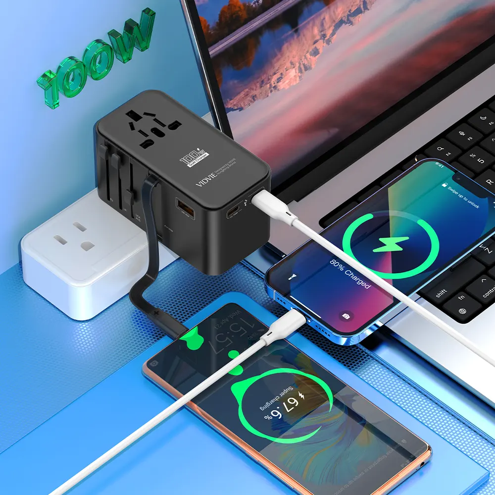 Universal Travel Adapter with Safety Lock and Durable Construction