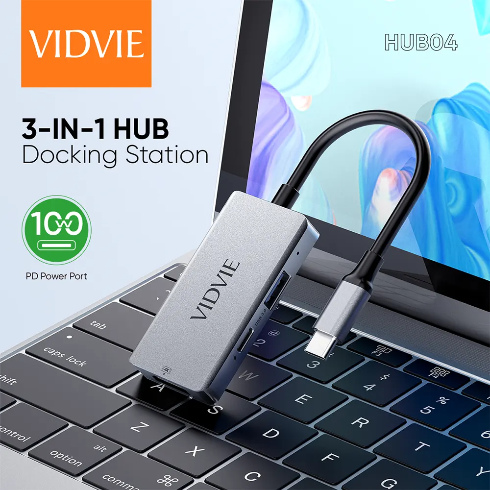 VIDVIE USB C 3-in-1 Docking Station With Multiple Ports