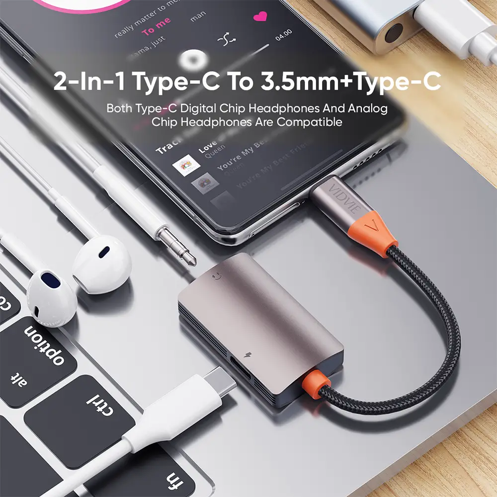 VIDVIE AL1120 Aluminum Audio Adapter with Braided Wire