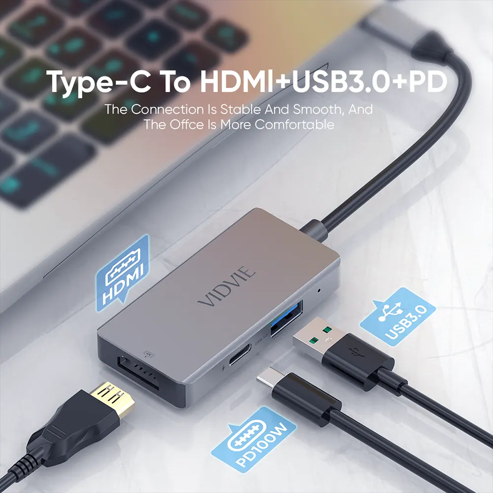 VIDVIE USB C Docking Station With High-Resolution Display