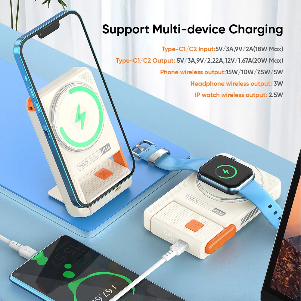 Wireless Power Bank with Multiple Charging Options-VIDVIE wholesale