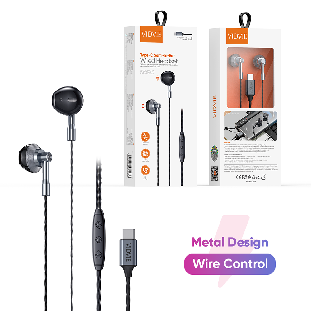 VIDVIE HS682 Lightweight USB C Earbuds for Travel