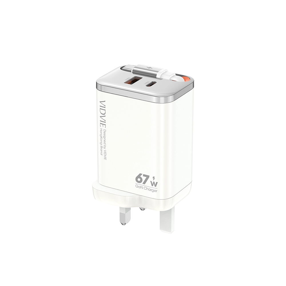 VIDVIE GaN Super Fast Charger With Built In Type-C Cable 67W UK