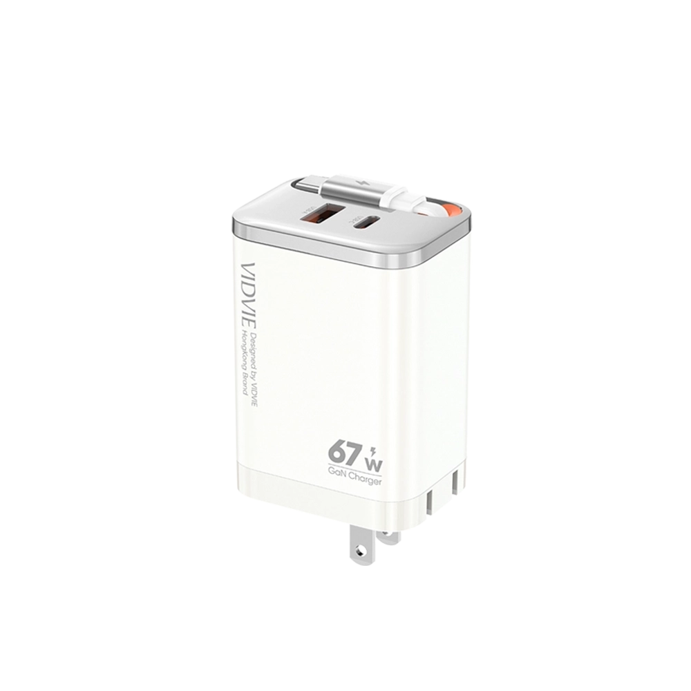 VIDVIE GaN Super Fast Charger With Built In Type-C Cable 67W