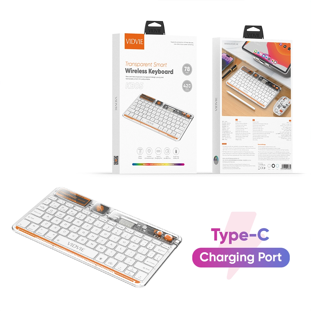 VIDVIE Durable Wireless LED Keyboard with 3 Million Keystrokes