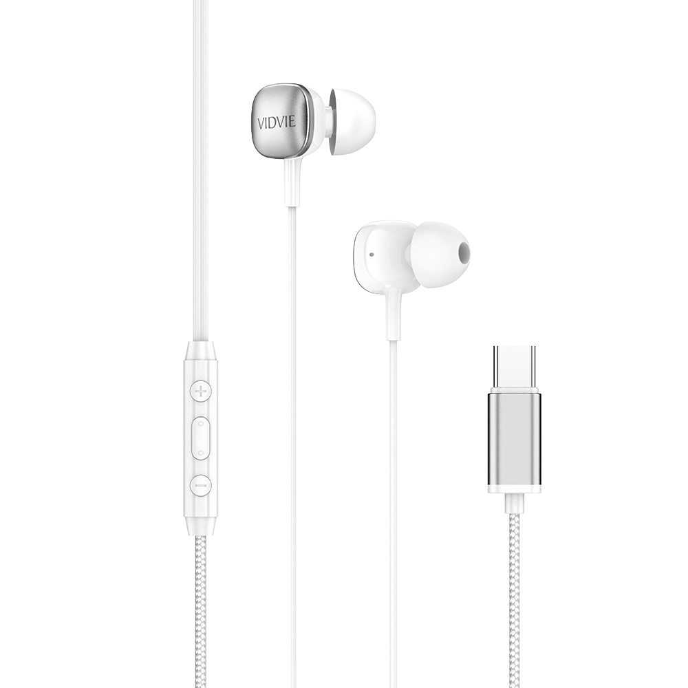 VIDVIE Aluminum Alloy White Stereo Type C Plug Earphones