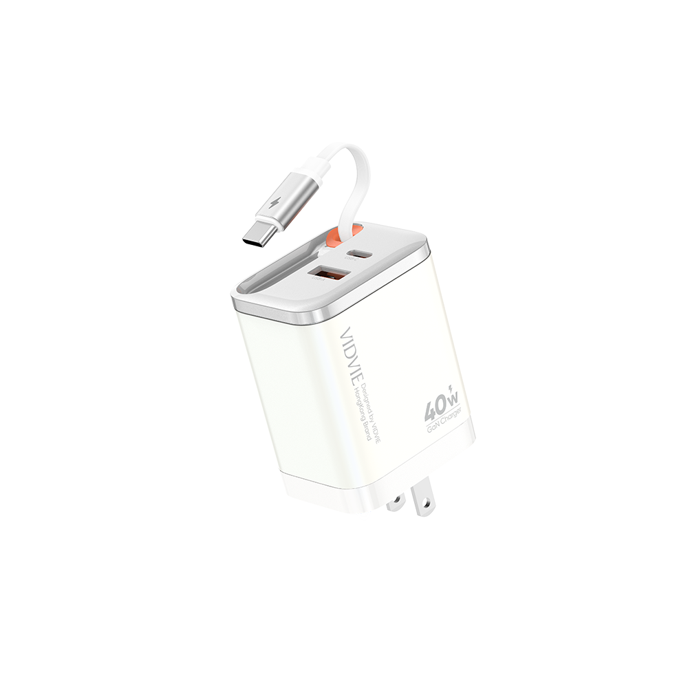 VIDVIE GaN Fast Charger 40W Built-in Type-C Cable