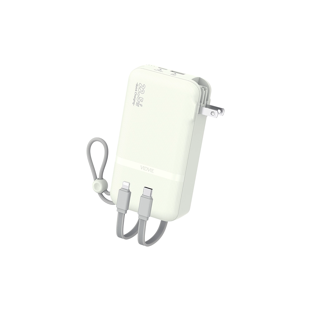 VIDVIE Power Bank 20000mAh With Built-in USB C Cable