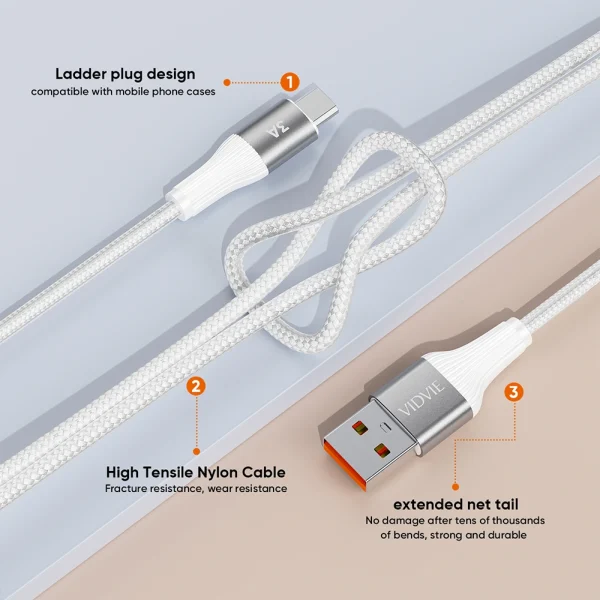 CB4038v Braided Micro USB Charging Cable 5V 3A